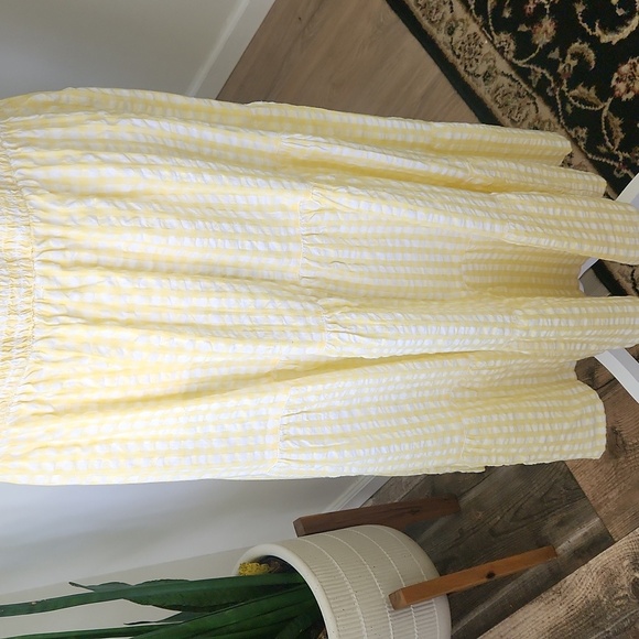 And Now This Dress Milkmaid Cotton Lace-up-Back Puffed Sleeves Tiered Gingham 1X - Picture 7 of 15